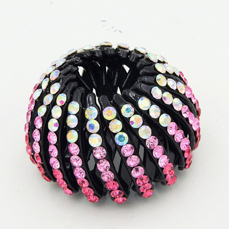 Bird’s Nest Rhinestone Hairpin – Colorful Ponytail Ball Clip & Elegant Hair Accessory - HZ Mobile