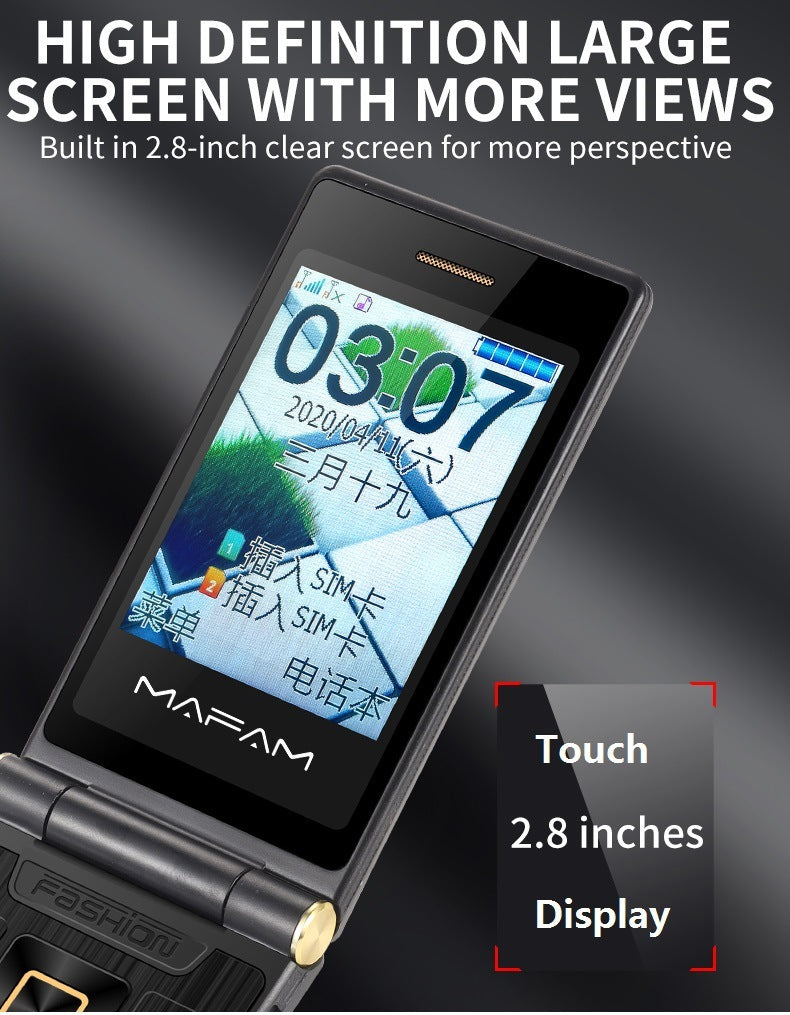 Full Network Connectivity Dual Screen Flip Cover Elderly Machine Backup Machine - HZ Mobile