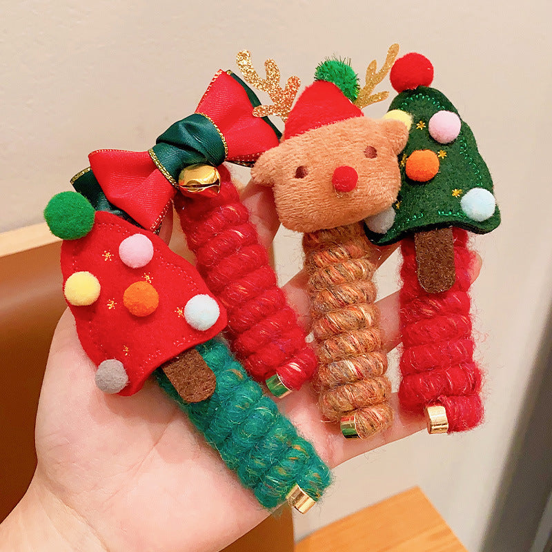 Christmas Hair Ties for Girls – Cute Elastic Telephone Wire Spiral Bands & Festive Kids Hair Accessories - HZ Mobile