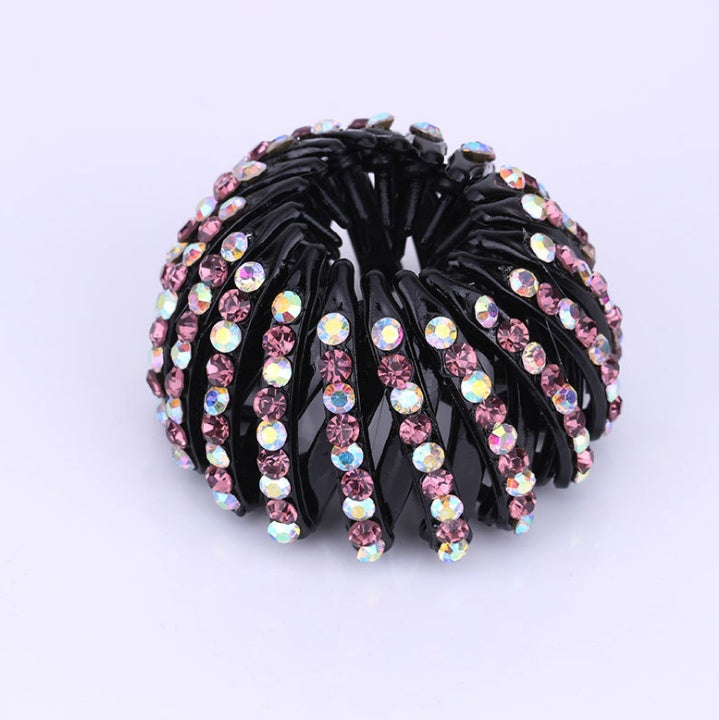 Bird’s Nest Rhinestone Hairpin – Colorful Ponytail Ball Clip & Elegant Hair Accessory - HZ Mobile