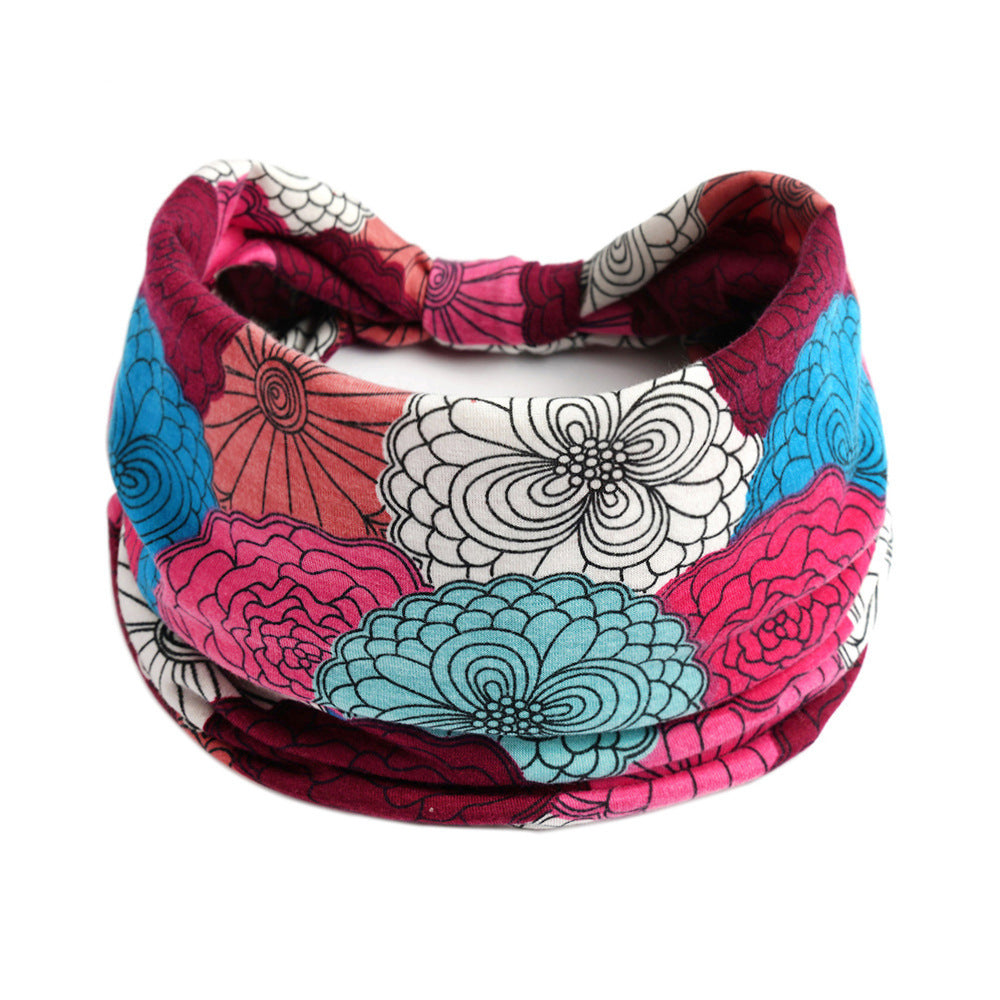 Bohemian Yoga Sports Headband – Cashew Print, Sweat-Absorbent & Non-Slip Elastic Hairband - HZ Mobile