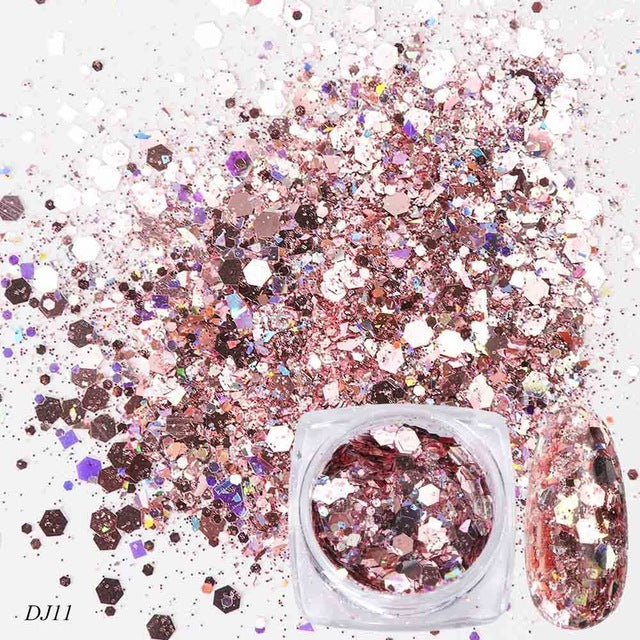 12 Color Light-Changing Nail Art Glitter – Onion Pink Symphony Sequins for DIY & Salon Designs - HZ Mobile