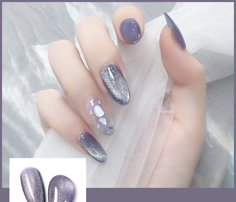 Milk Tea Crystal Cat Eye Nail Polish – Magnetic Gel Polish with Shimmer Stone Effect - HZ Mobile