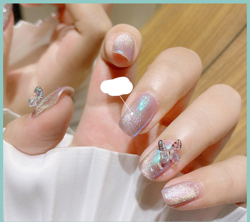 Milk Tea Crystal Cat Eye Nail Polish – Magnetic Gel Polish with Shimmer Stone Effect - HZ Mobile