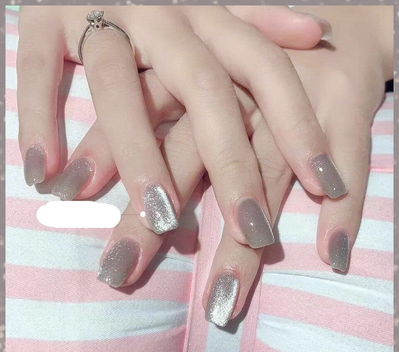 Milk Tea Crystal Cat Eye Nail Polish – Magnetic Gel Polish with Shimmer Stone Effect - HZ Mobile