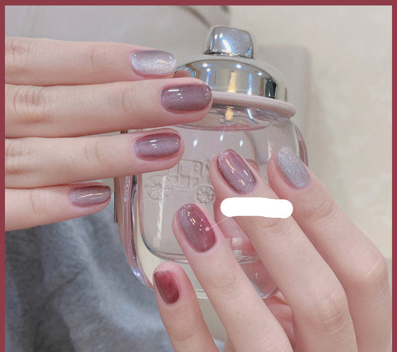 Milk Tea Crystal Cat Eye Nail Polish – Magnetic Gel Polish with Shimmer Stone Effect - HZ Mobile