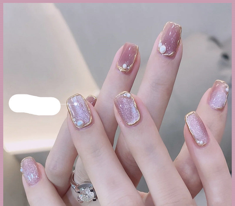 Milk Tea Crystal Cat Eye Nail Polish – Magnetic Gel Polish with Shimmer Stone Effect - HZ Mobile