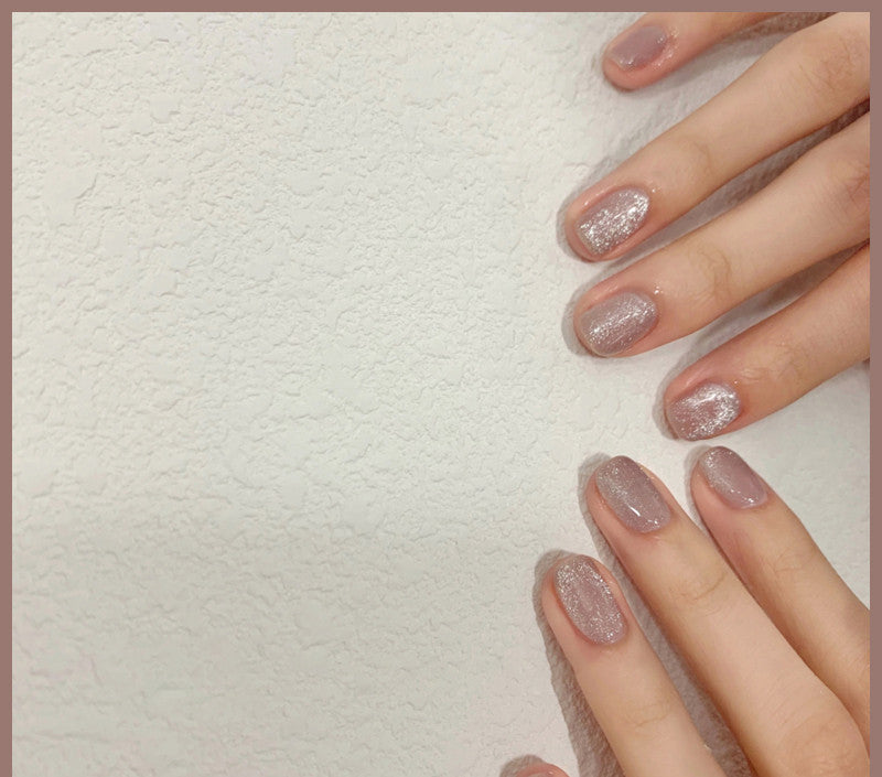 Milk Tea Crystal Cat Eye Nail Polish – Magnetic Gel Polish with Shimmer Stone Effect - HZ Mobile