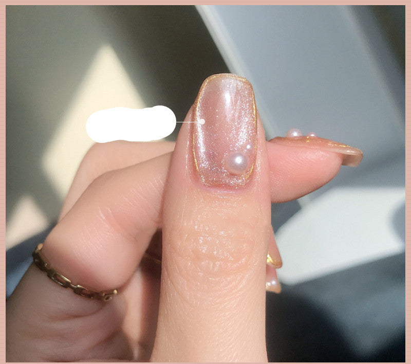 Milk Tea Crystal Cat Eye Nail Polish – Magnetic Gel Polish with Shimmer Stone Effect - HZ Mobile