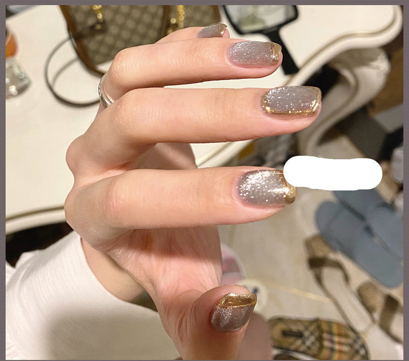 Milk Tea Crystal Cat Eye Nail Polish – Magnetic Gel Polish with Shimmer Stone Effect - HZ Mobile
