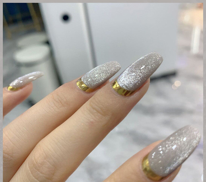 Milk Tea Crystal Cat Eye Nail Polish – Magnetic Gel Polish with Shimmer Stone Effect - HZ Mobile