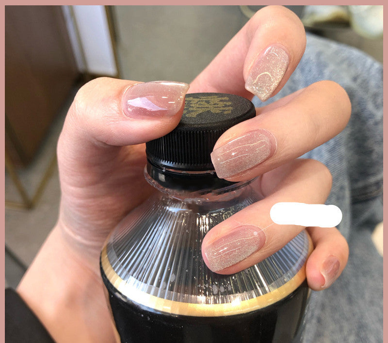 Milk Tea Crystal Cat Eye Nail Polish – Magnetic Gel Polish with Shimmer Stone Effect - HZ Mobile