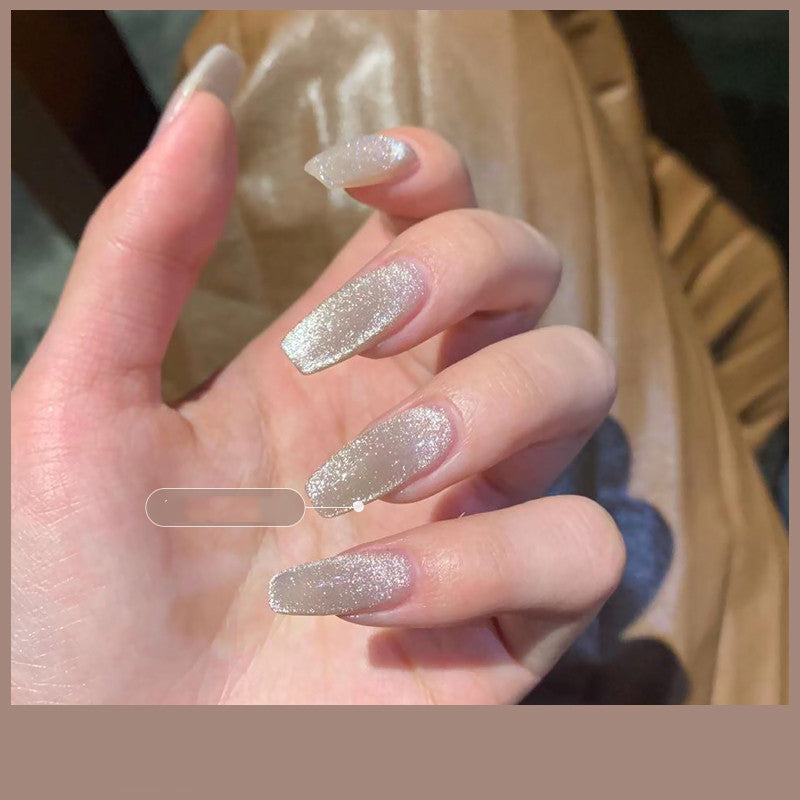 Milk Tea Crystal Cat Eye Nail Polish – Magnetic Gel Polish with Shimmer Stone Effect - HZ Mobile