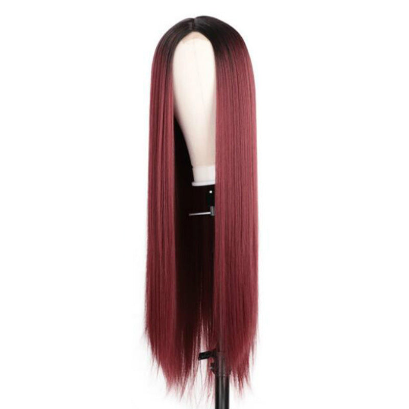 Ombre Long Straight Wig – Natural Fade Synthetic / Human Hair Options - HZ Mobile