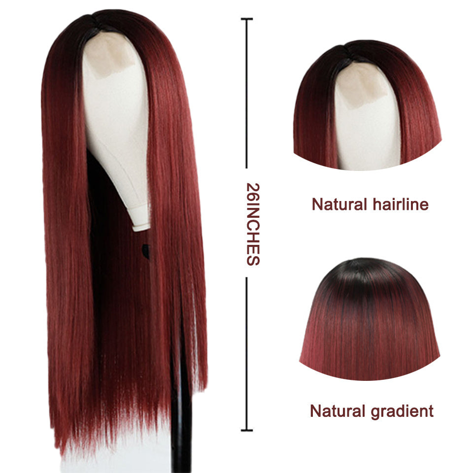 Ombre Long Straight Wig – Natural Fade Synthetic / Human Hair Options - HZ Mobile
