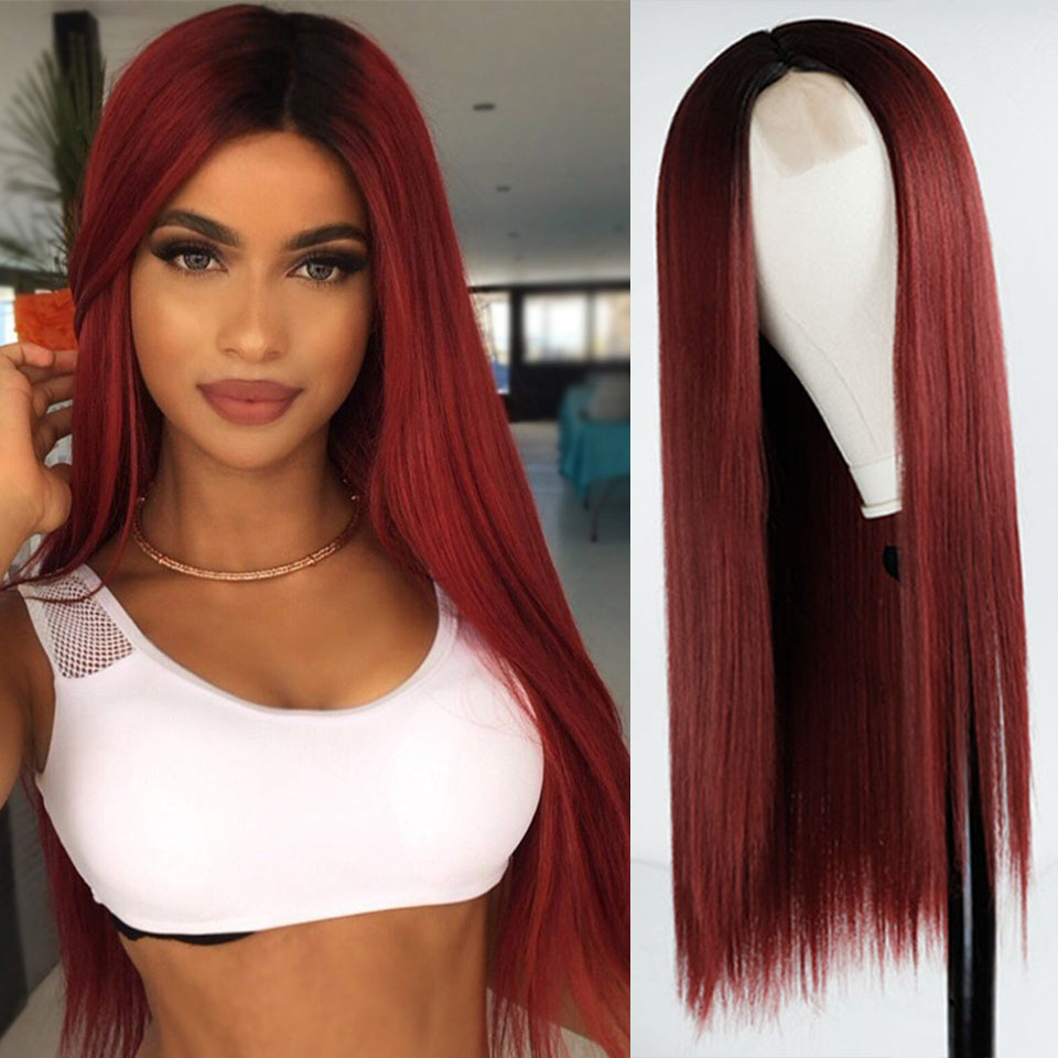 Ombre Long Straight Wig – Natural Fade Synthetic / Human Hair Options - HZ Mobile