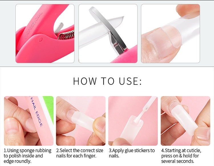 500 Pcs French Fake Nails – Full Cover Acrylic Nail Tips for DIY Manicure & Nail Art - HZ Mobile
