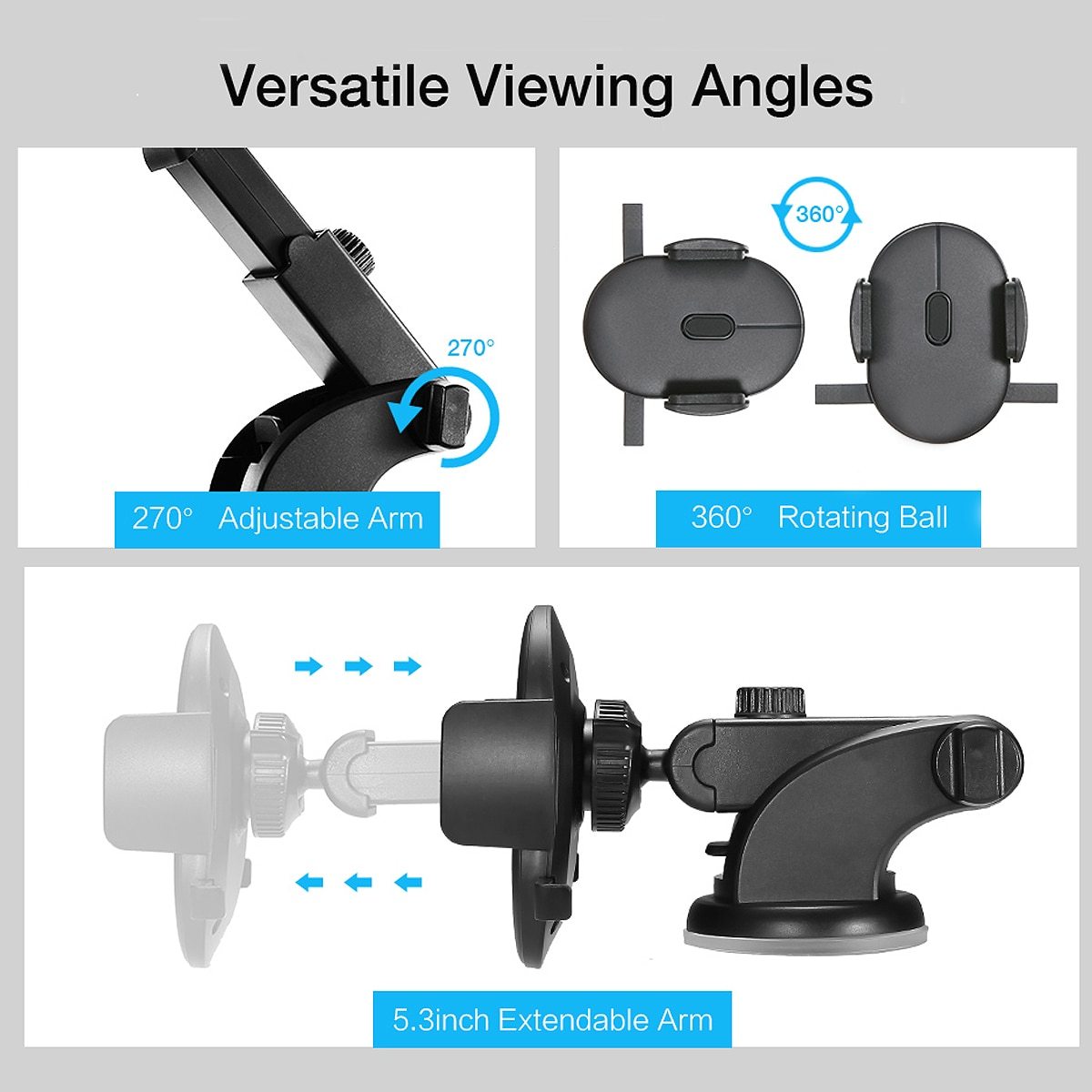 Car Phone Holder Long Rod Telescopic Car Dashboard Suction Cup Type - HZ Mobile
