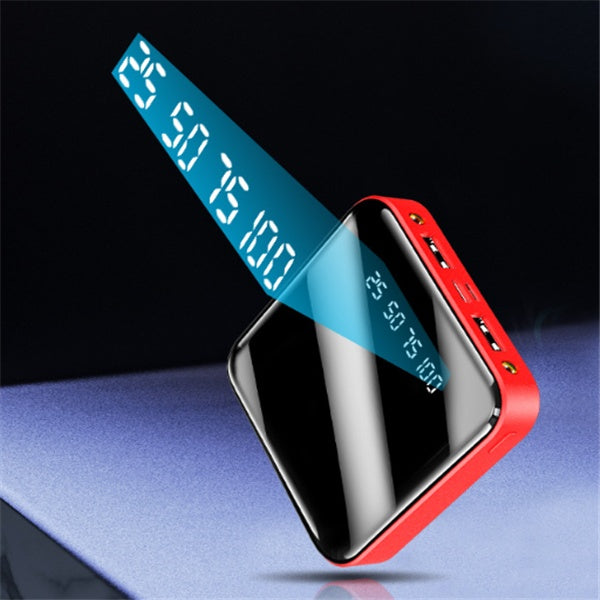 Mini Power Bank 20000 MAh Portable Mirror Digital Display Power Bank - HZ Mobile