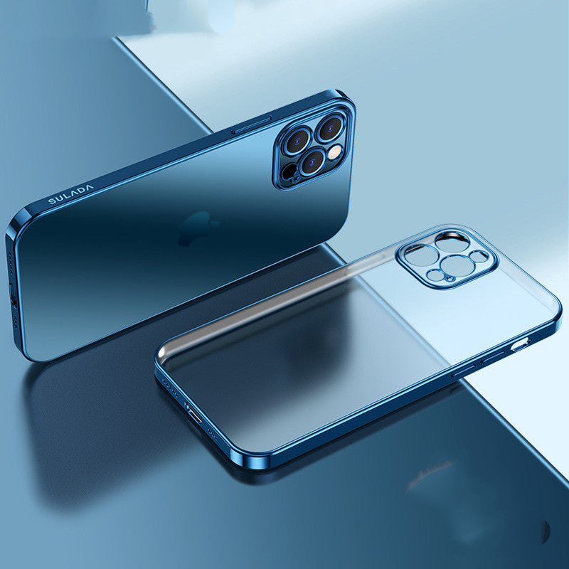 Luxury Square Frame Plating Clear Matte Transparent Silicone Cover - HZ Mobile