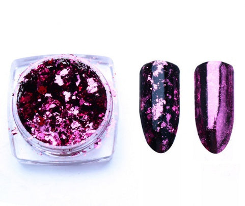Aluminio Nail Flakes – Irregular Mirror Magic Glitter Pigment in Gold, Silver & Red for Nail Art Decoration - HZ Mobile