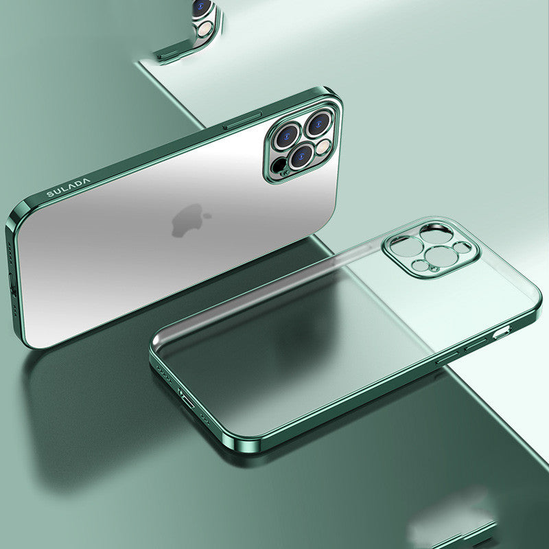Luxury Square Frame Plating Clear Matte Transparent Silicone Cover - HZ Mobile