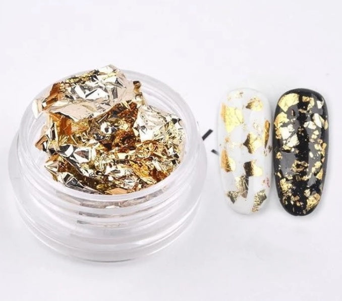 Tin Foil Nail Art Fragments – Metallic Nail Jewelry Flakes for DIY Acrylic & Gel Designs - HZ Mobile