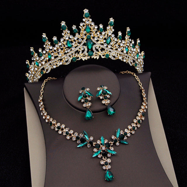 Royal Queen Bridal Jewelry Set – Luxury Wedding Tiara & Earrings Necklace Set for Women - HZ Mobile