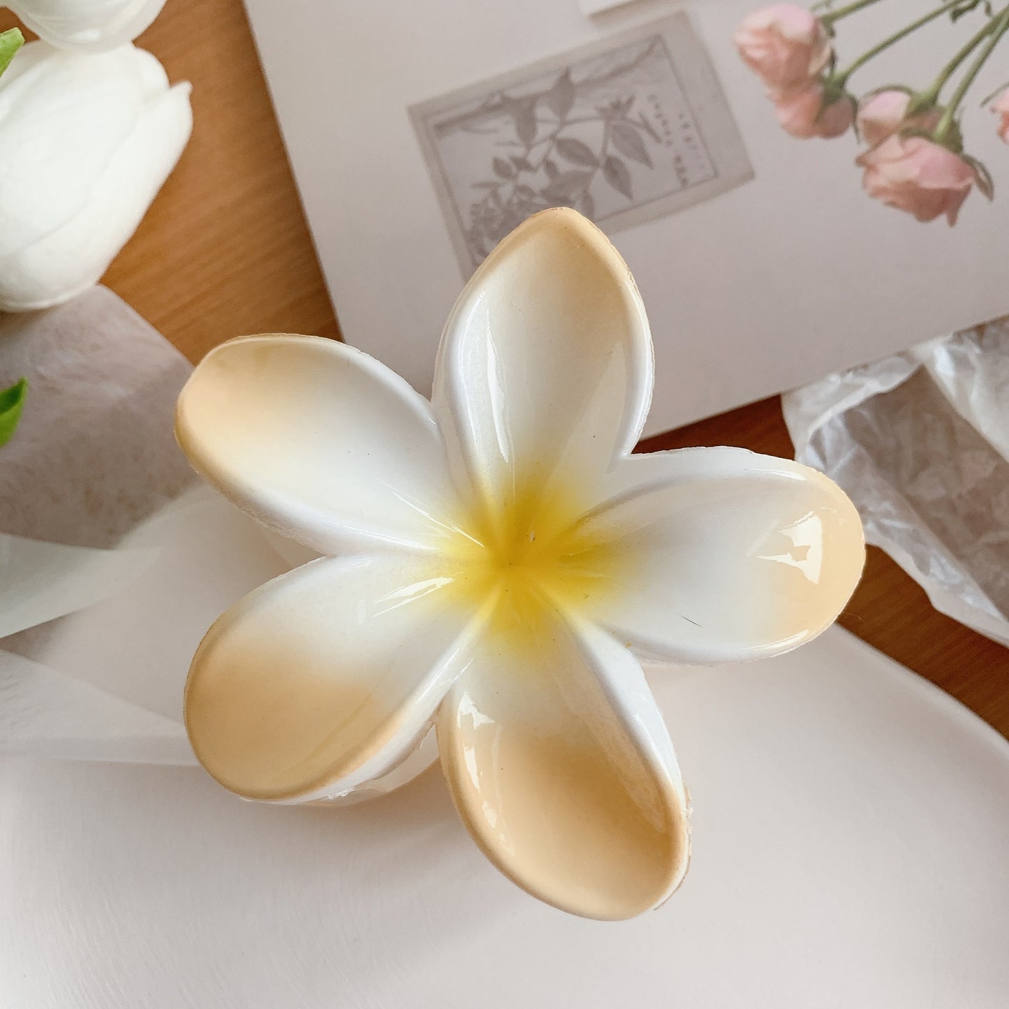 Muweordy Plumeria Hair Clips – Trendy Korean Flower Hair Claw Clip for Women | Stylish Hair Catch & Accessories - HZ Mobile