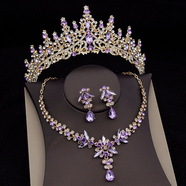 Royal Queen Bridal Jewelry Set – Luxury Wedding Tiara & Earrings Necklace Set for Women - HZ Mobile