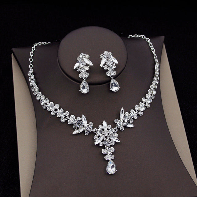 Royal Queen Bridal Jewelry Set – Luxury Wedding Tiara & Earrings Necklace Set for Women - HZ Mobile