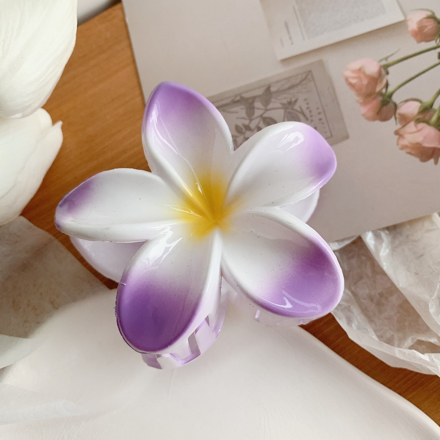Muweordy Plumeria Hair Clips – Trendy Korean Flower Hair Claw Clip for Women | Stylish Hair Catch & Accessories - HZ Mobile
