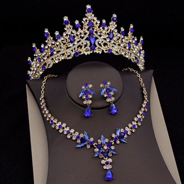 Royal Queen Bridal Jewelry Set – Luxury Wedding Tiara & Earrings Necklace Set for Women - HZ Mobile