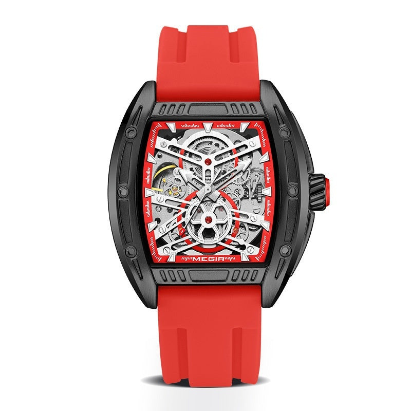 Men’s Wine Barrel Mechanical Watch with Silicone Strap – HZ Mobile - HZ Mobile