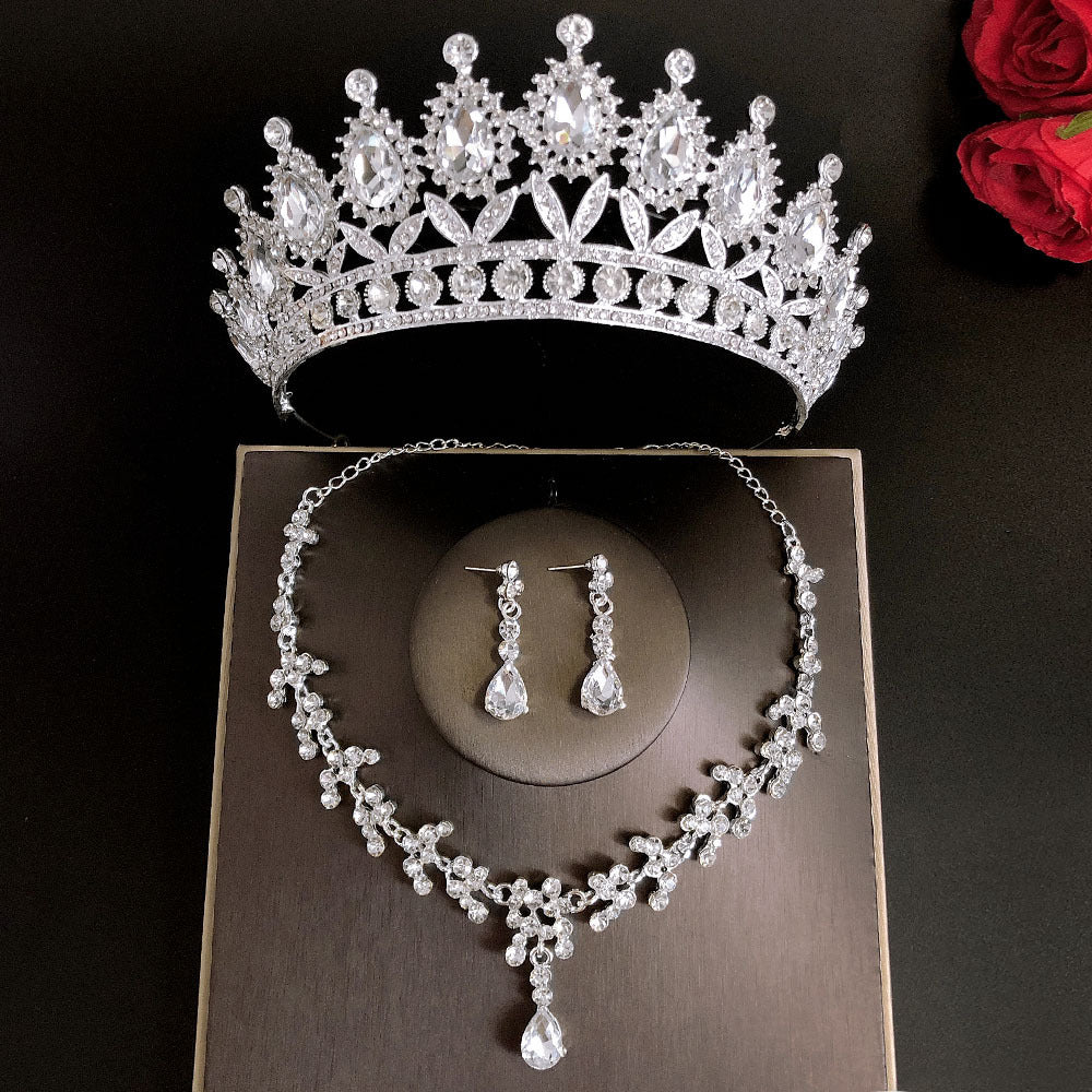 Royal Queen Bridal Jewelry Set – Luxury Wedding Tiara & Earrings Necklace Set for Women - HZ Mobile
