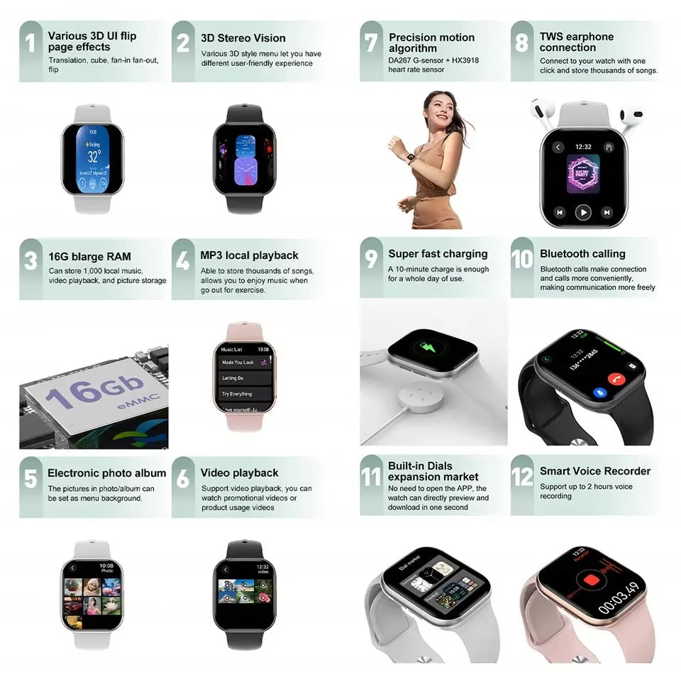 Smart Fitness Smartwatch with Health Tracking – Multiple Colors - HZ Mobile