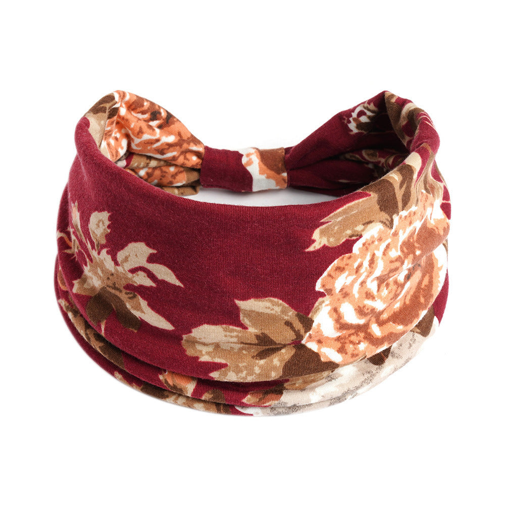 Bohemian Yoga Sports Headband – Cashew Print, Sweat-Absorbent & Non-Slip Elastic Hairband - HZ Mobile