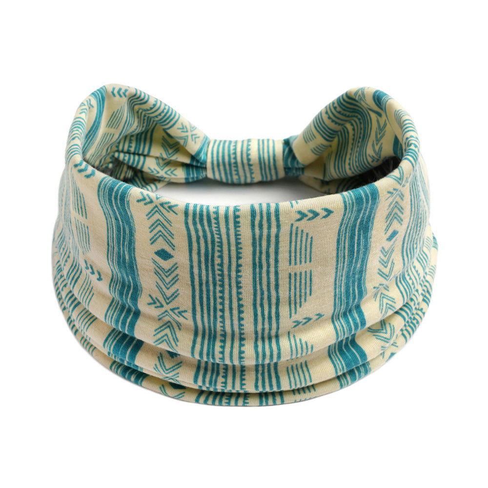 Bohemian Yoga Sports Headband – Cashew Print, Sweat-Absorbent & Non-Slip Elastic Hairband - HZ Mobile