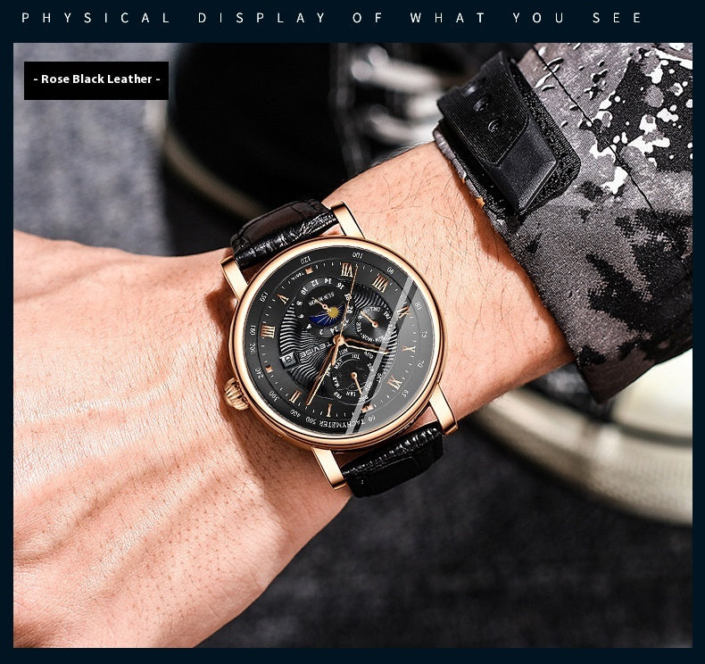 Men’s Thin Calendar Large Dial Mechanical Watch – HZ Mobile - HZ Mobile