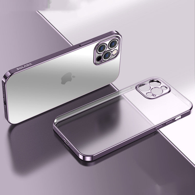 Luxury Square Frame Plating Clear Matte Transparent Silicone Cover - HZ Mobile