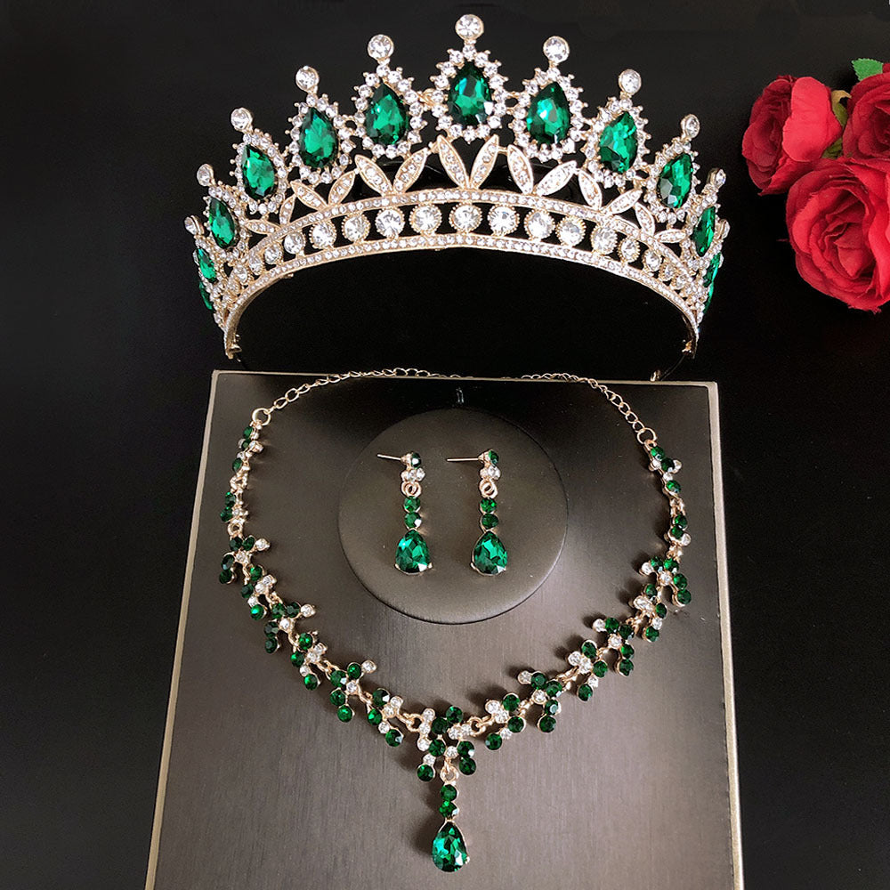 Royal Queen Bridal Jewelry Set – Luxury Wedding Tiara & Earrings Necklace Set for Women - HZ Mobile