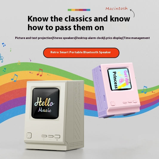 Retro Small Computer Lyrics Speaker Table Clock Wireless Bluetooth Speaker - HZ Mobile