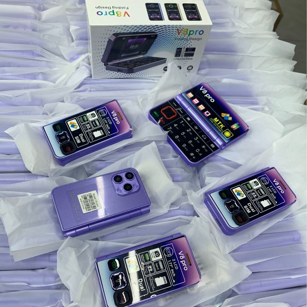 V8pro Dual Screen Folding Flip Function Mobile Phone - HZ Mobile