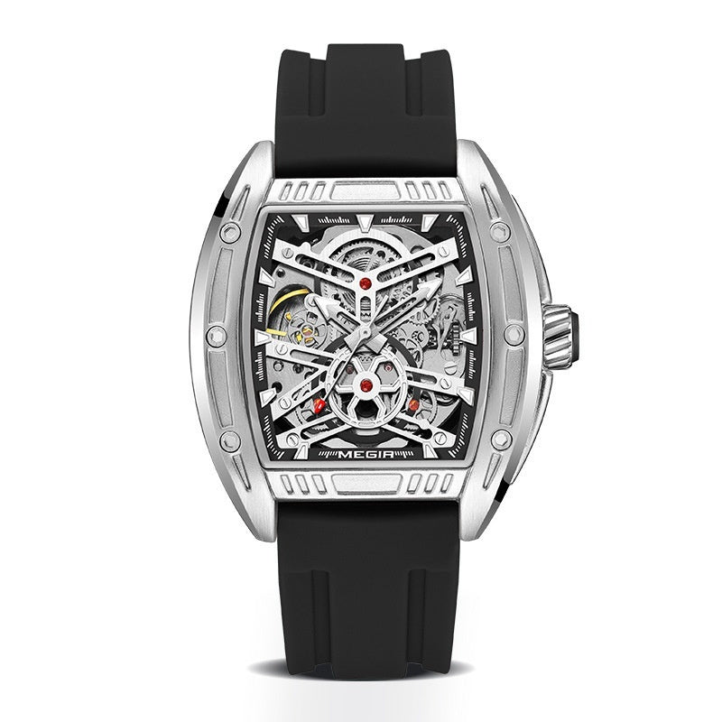 Men’s Wine Barrel Mechanical Watch with Silicone Strap – HZ Mobile - HZ Mobile