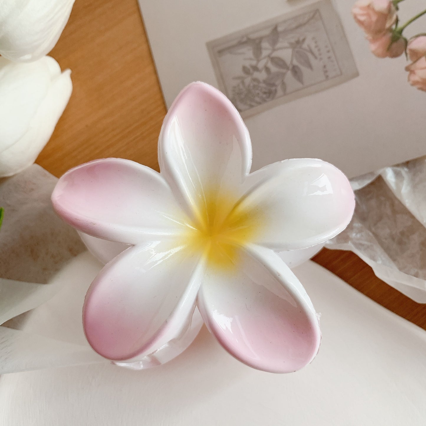 Muweordy Plumeria Hair Clips – Trendy Korean Flower Hair Claw Clip for Women | Stylish Hair Catch & Accessories - HZ Mobile