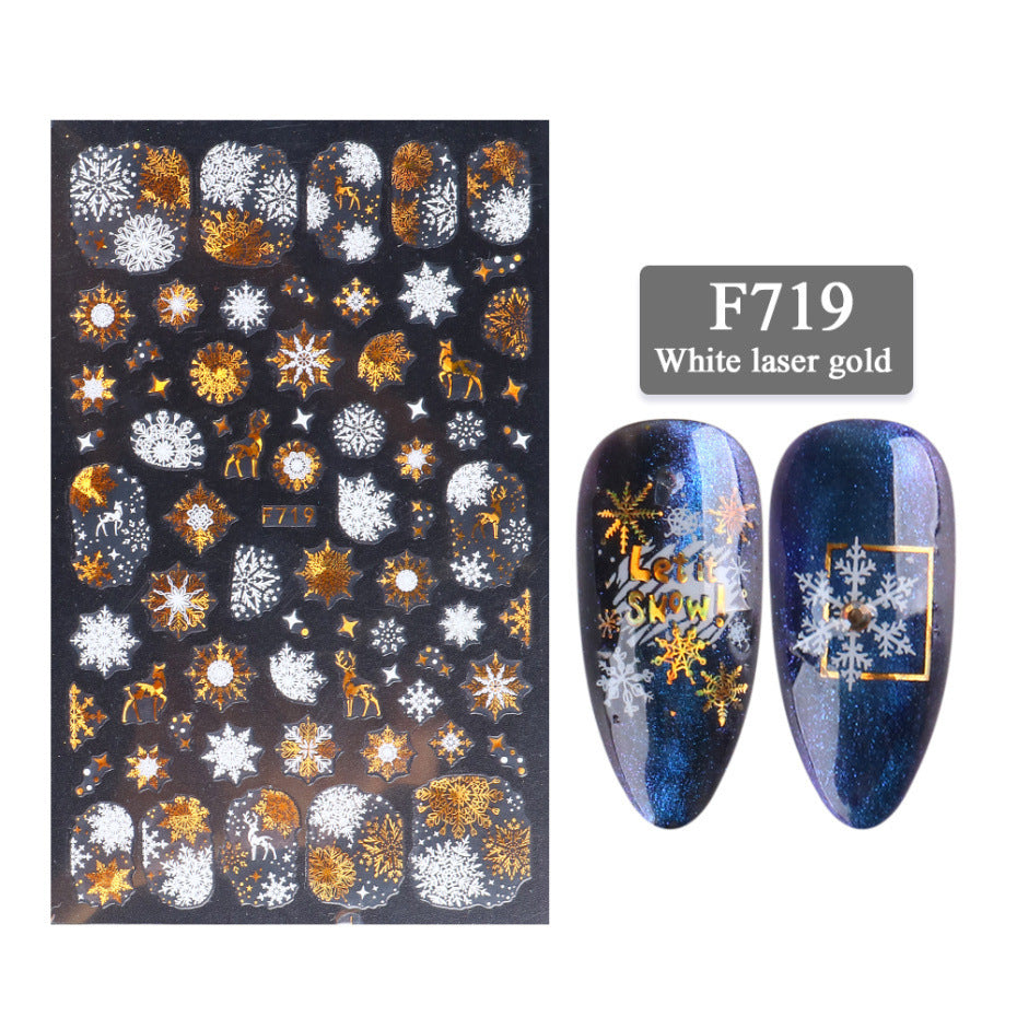 3D Christmas Snowflake Nail Stickers – Two-Color Golden Laser Thin Decals for DIY & Salon Manicure - HZ Mobile