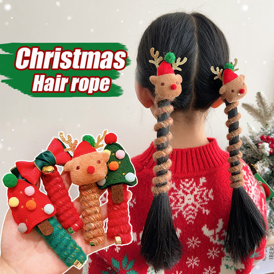 Christmas Hair Ties for Girls – Cute Elastic Telephone Wire Spiral Bands & Festive Kids Hair Accessories - HZ Mobile