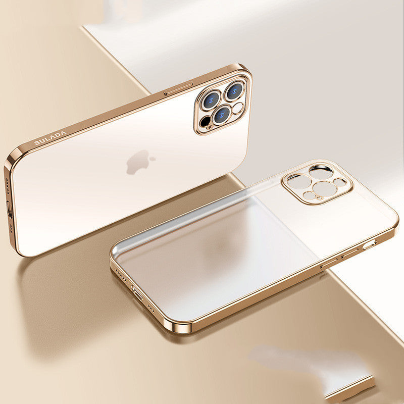 Luxury Square Frame Plating Clear Matte Transparent Silicone Cover - HZ Mobile