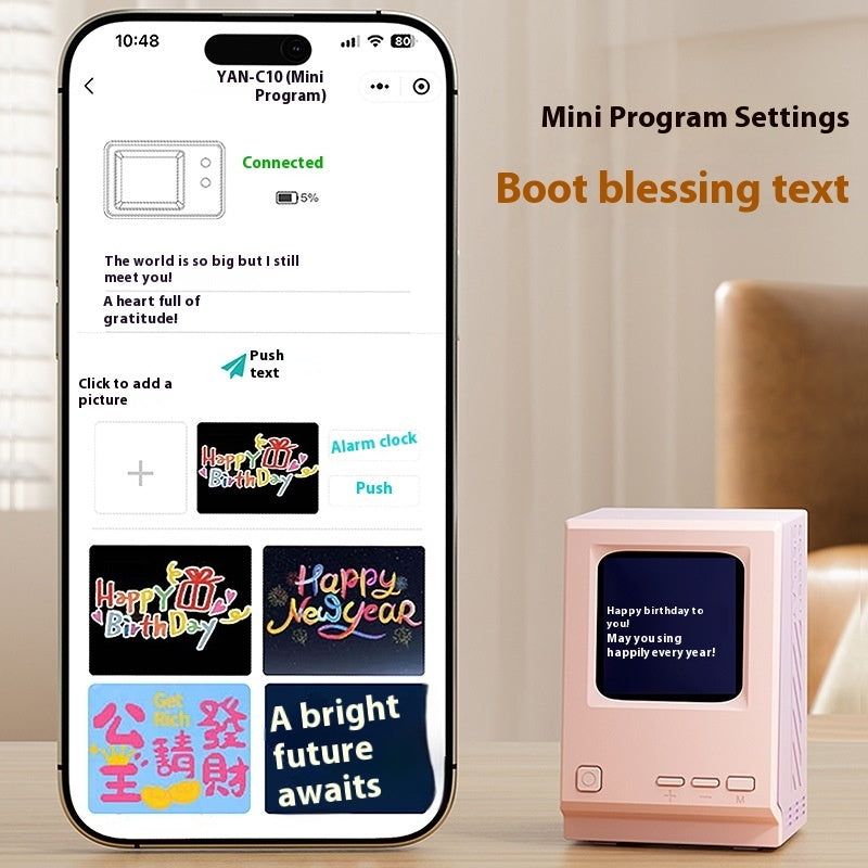 Retro Small Computer Lyrics Speaker Table Clock Wireless Bluetooth Speaker - HZ Mobile