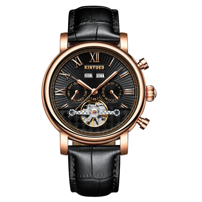 Automatic Mechanical Men’s Leather Hollow-Out Watch – HZ Mobile - HZ Mobile